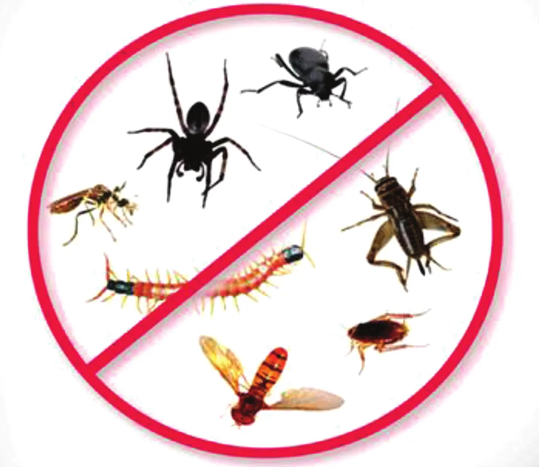 Pest control symbol showing common insects